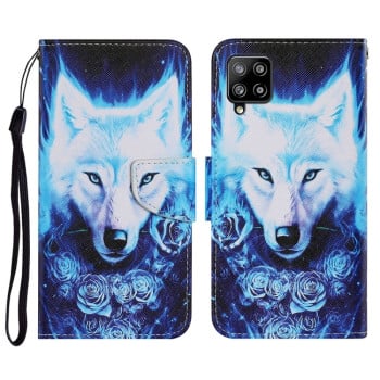 Чехол-книжка Coloured Drawing Pattern для Samsung Galaxy M32/A22 4G - Rose Wolf