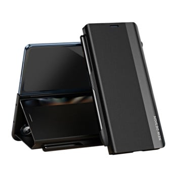 Чохол-книжка з металізованою рамкою Side Electroplated з тримачем на стілус Pen Slot на Samsung Galaxy Fold 7 5G - чорний