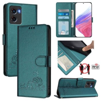 Чехол-книжка Cat Embossing Pattern на Motorola Moto G05 5G - Green