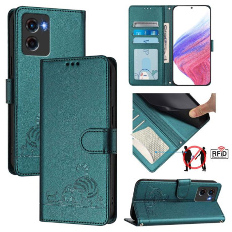 Чехол-книжка Cat Embossing Pattern на Motorola Moto G05 5G - Green
