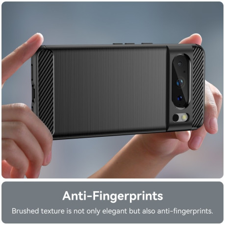 Протиударний чохол Brushed Texture Carbon Fiber на Google Pixel 8 Pro - чорний