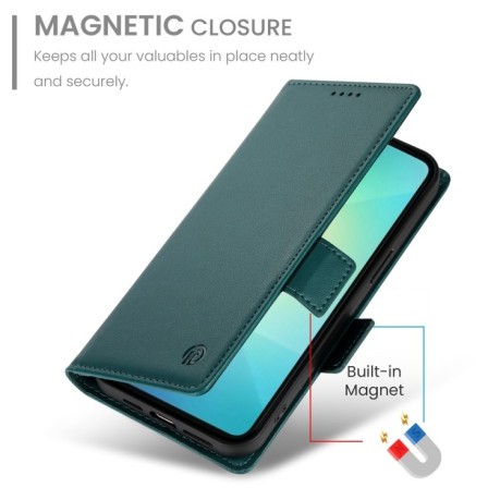Чехол-книжка Side Buckle Magnetic Frosted Leather для Samsung Galaxy A06 4G - зеленый