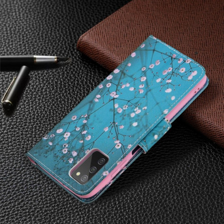 Чехол-кошелек Colored Drawing Pattern для Samsung Galaxy A03s - Plum Blossom