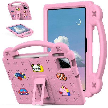 Противоударный чехол EVA Handle Kickstand Children для Xiaomi Pad 7 / 7 Pro 2024 - розовый