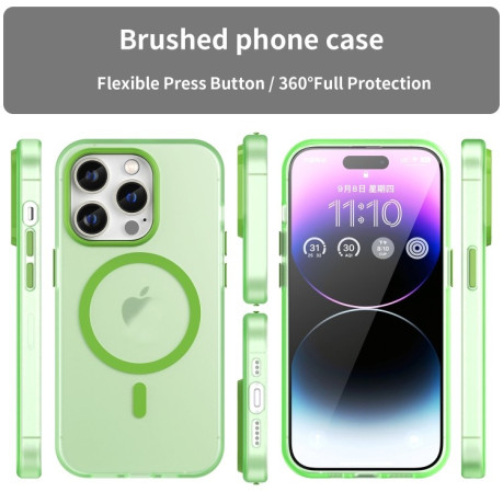 Противоударный чехол MagSafe Frosted Translucent TPU + PC для  iPhone 16 Pro Max - зеленый