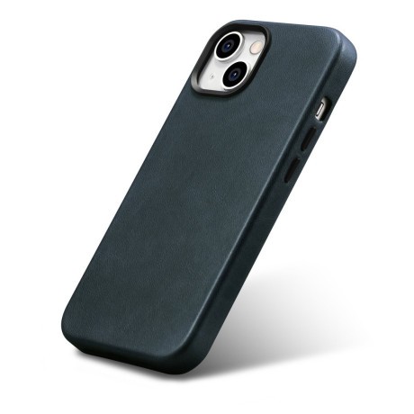 Шкіряний чохол iCarer Oil Wax Premium Leather Case (з MagSafe) для iPhone 14 Plus - Dark Blue (WMI14220703-BU)