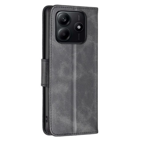 Чехол-книжка Lambskin Texture Pure Color для Xiaomi Redmi Note 14 5G/Poco M7 Pro 5G - черный