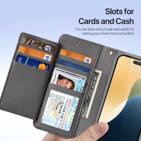 Чехол-книжка DUX DUCIS Lawa Series 2 in 1 Wallet Zipper Detachable MagSafe на iPhone 16 Pro Max - серый
