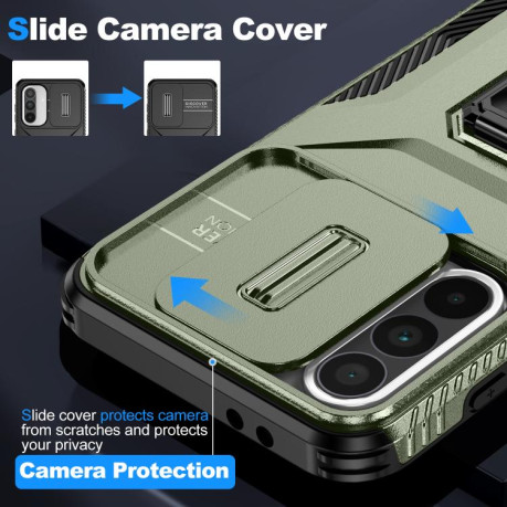 Противоударный чехол Sliding Camshield для Samsung Galaxy A36 - зеленый