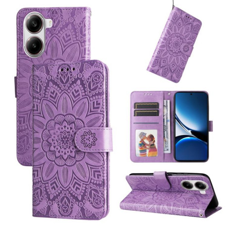 Чехол-книжка Embossed Sunflower для Redmi Turbo 4 / Xiaomi Poco X7 Pro - фиолетовый