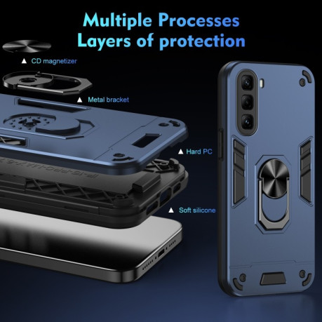 Ударозащитный чехол Metal Ring Holder для Infinix Hot 50 Pro 4G - синий