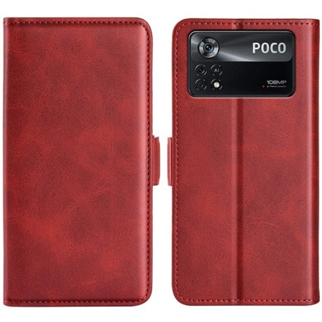 Чохол-книжка Dual-side Magnetic Buckle для Xiaomi Poco X4 Pro 5G - червоний
