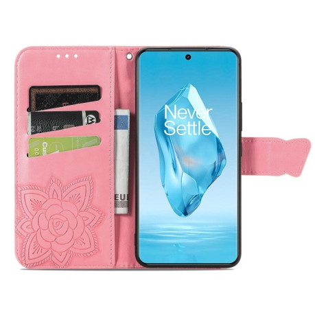 Чехол-книжка Butterfly Love Flower Embossed для OnePlus Ace 3 Pro - розовый