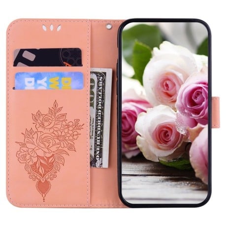Чехол-книжка Butterfly Rose Embossed для Realme 9 Pro Plus/ Realme 9 4G - розовый