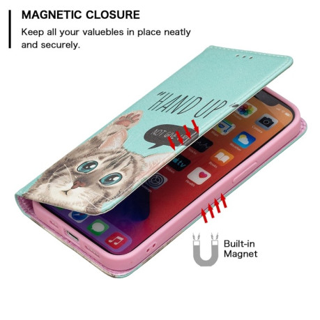 Чохол-книжка Colored Drawing Pattern Invisible для iPhone 14/13 - Cat