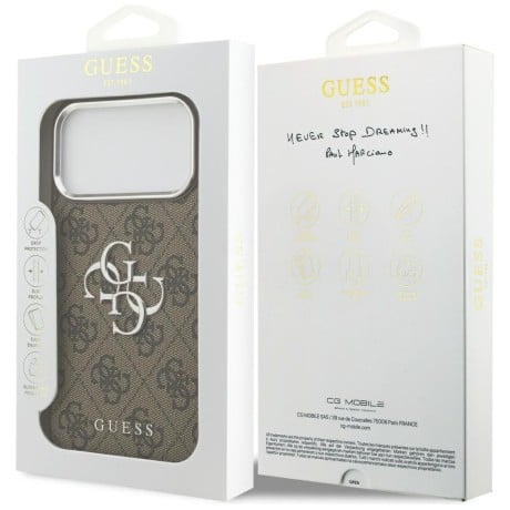 Оригинальный чехол Guess 4G Big Logo на iPhone 17 Pro Max - Brown - Silver
