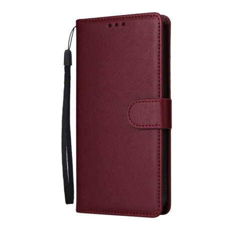 Чохол-книжка 3-Card Slots Multifunctional Leather для Xiaomi Redmi Note 14 4G 164.48mm - винно-червоний
