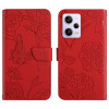 Чехол-книжка Skin Feel Butterfly Embossed для Xiaomi Redmi Note 12 Pro 5G/Poco X5 Pro - красный