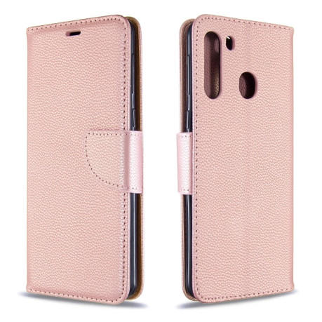 Чехол-книжка Texture Single на Samsung Galaxy A21- розовое золото