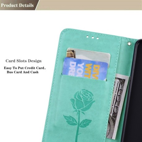Чехол-книжка Rose Embossed для Redmi Note 11 Global / Note 11S 4G - зеленый