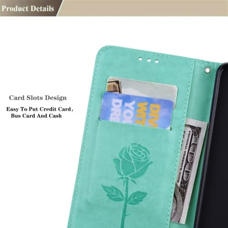 Чехол-книжка Rose Embossed для Samsung Galaxy A03/A04E - зеленый