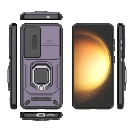 Противоударный чехол Sliding Camshield для Samsung Galaxy S25 5G - фиолетовый