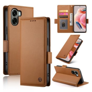 Чехол-книжка Side Buckle Magnetic Frosted Leather на OPPO A6x 5G / A6 5G Global — коричневый