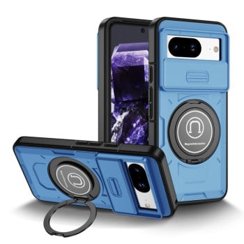 Противоударный чехол Sliding Camshield Magsafe Holder для Google Pixel 8a - голубой