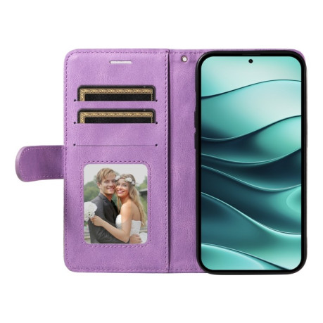 Чохол-книжка Dual-color Splicing Flip Leather для Xiaomi Redmi Note 14 5G/Poco M7 Pro 5G - фіолетовий