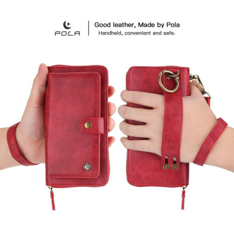 Кожаный чехол- клатч Pola на iPhone XS Max - красный