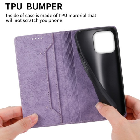Чехол-книжка Business Solid Color Magnetic RFID Leather на iPhone 16 Pro Max - фиолетовый