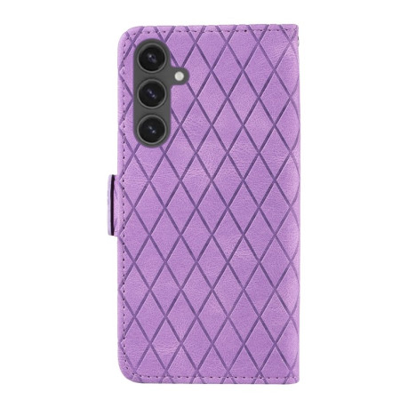 Чехол-книжка Dual-color Rhombic Lattice Leather для Samsung Galaxy S24 FE 5G - фиолетовый