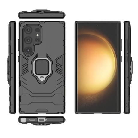 Противоударный чехол Magnetic Ring Holder на Samsung Galaxy S24 Ultra 5G - черный