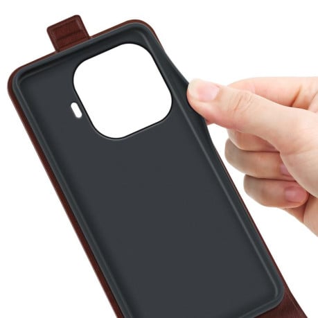 Флип-чехол R64 Texture Single Vertical Flip Leather для Xiaomi 17T — коричневый
