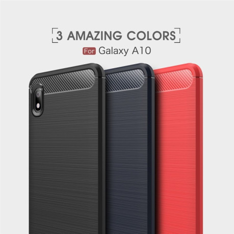 Чехол Brushed Texture Carbon Fiber на Samsung Galaxy A10- красный