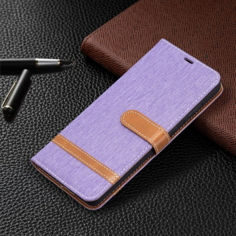 Чехол-книжка Color Matching Denim Texture на Samsung Galaxy A72 - фиолетовый
