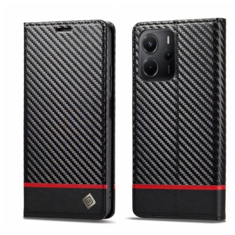 Чехол-книжка LCIMEEKE Carbon Fiber для  Xiaomi Redmi Note 14 4G 164.48  - Black