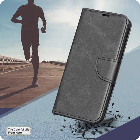 Чехол-книжка Lambskin Texture Pure Color на Motorola Edge 70 Fusion 5G — чёрный