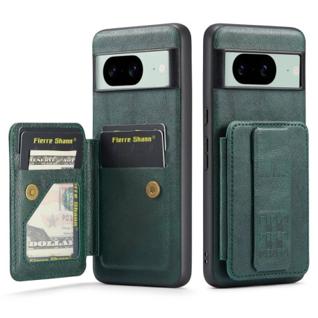 Чехол Fierre Shann Oil Wax Cow Leather Card Holder на Google Pixel 8a - зеленый