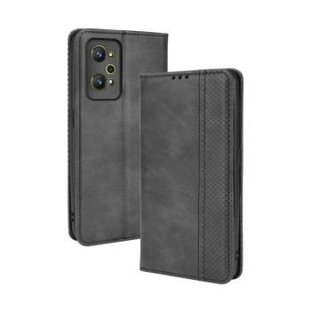 Чехол-книжка Magnetic Buckle Retro Crazy Horse Texture на Realme GT NEO 3T/GT 2/ GT Neo 2 - черный