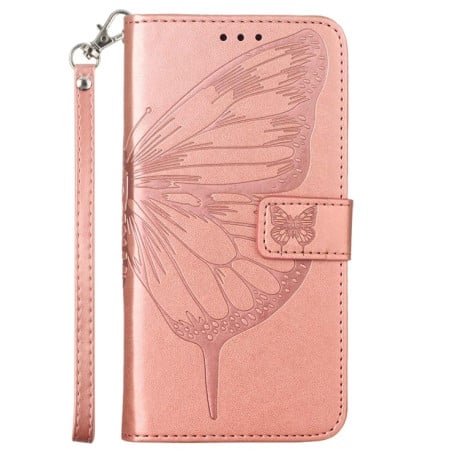 Чехол-книжка Embossed Butterfly для  iPhone 14 Plus - розовое золото