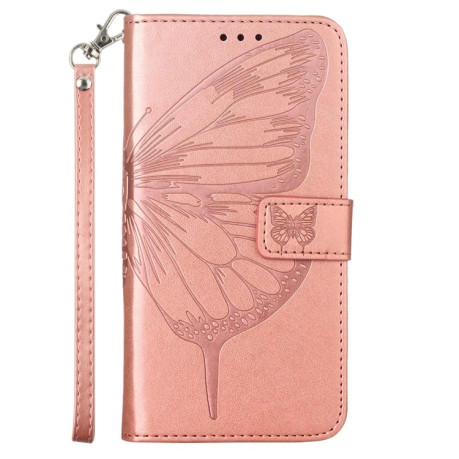 Чехол-книжка Embossed Butterfly для  iPhone 14 Pro - розовое золото