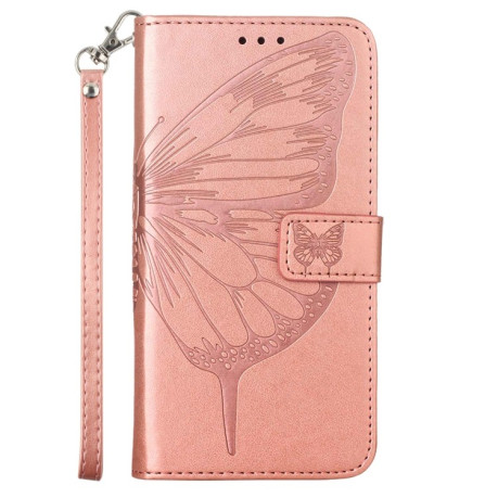 Чехол-книжка Embossed Butterfly для iPhone 14 - розовое золото