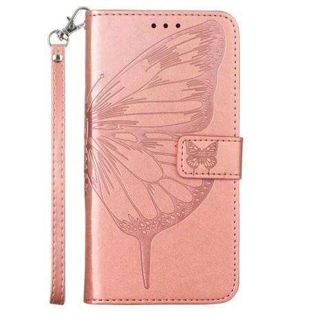 Чехол-книжка Embossed Butterfly для OnePlus Nord 2T 5G - розовое золото