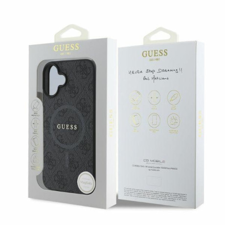 Оригинальный чехол Guess Ring Classic Logo MagSafe для iPhone 16 - black