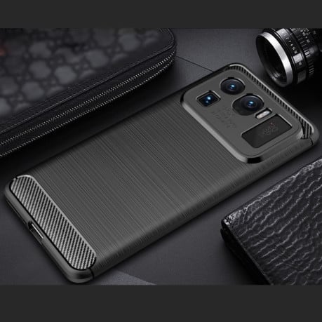 Чехол Brushed Texture Carbon Fiber на Xiaomi Mi 11 Ultra - черный