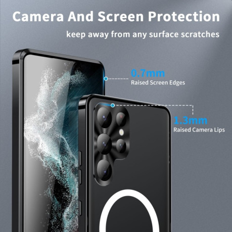 Противоударный чехол Frosted Meta (MagSafe) для Samsung Galaxy S23 Ultra 5G - черный