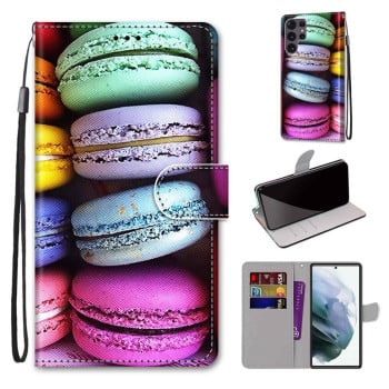 Чехол-книжка Coloured Drawing Cross для Samsung Galaxy S22 Ultra 5G - Colorful Layer Cake