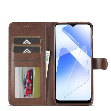 Чехол книжка LCIMEEKE Calf Texture на Samsung Galaxy A55 5G - кофейный