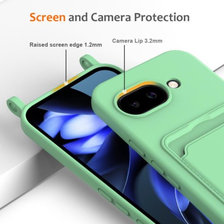 Силиконовый чехол Integrated Card Bag Solid Color Liquid Silicone на Google Pixel 10a — зелёный